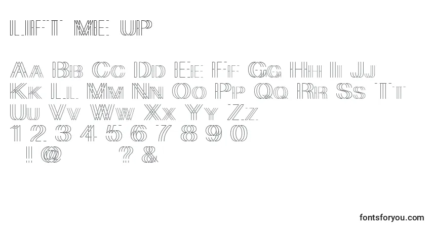 Schriftart Lift me up – Alphabet, Zahlen, spezielle Symbole