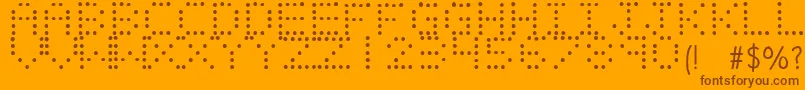 LIGHT EMITTING DIODES-Schriftart – Braune Schriften auf orangefarbenem Hintergrund