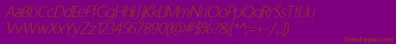 Fonte light italic – fontes marrons em um fundo roxo