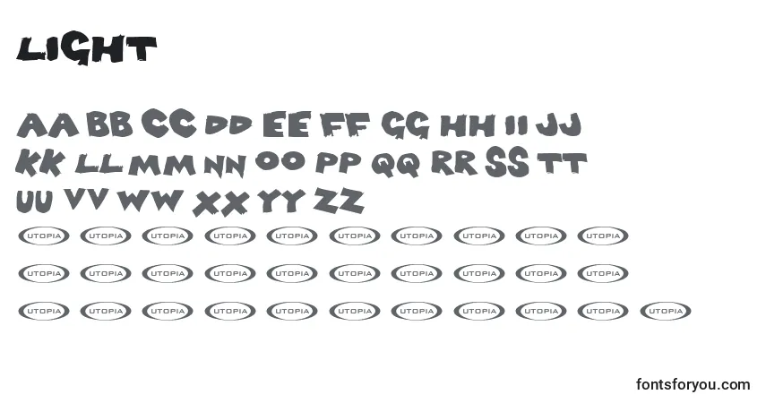 Czcionka Light (132593) – alfabet, cyfry, specjalne znaki