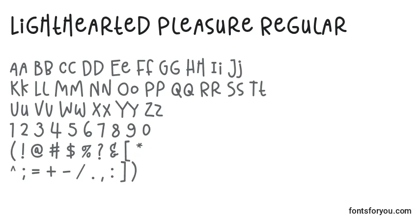 Schriftart Lighthearted Pleasure Regular – Alphabet, Zahlen, spezielle Symbole