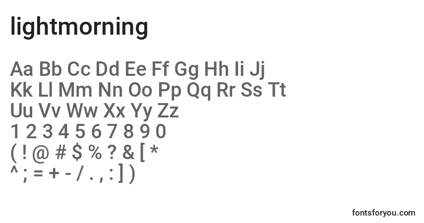 A fonte Lightmorning (132599) – alfabeto, números, caracteres especiais