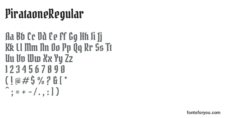 A fonte PirataoneRegular – alfabeto, números, caracteres especiais