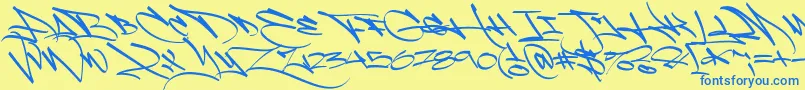 LightWandals PERSONAL-Schriftart – Blaue Schriften auf gelbem Hintergrund