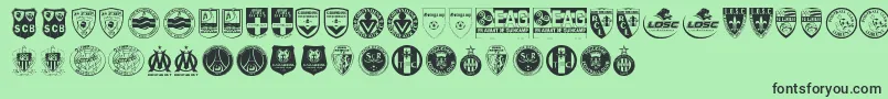 Fonte Ligue 1 – fontes pretas em um fundo verde