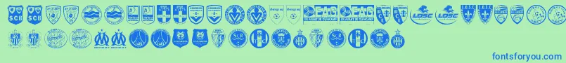 Ligue 1 Font – Blue Fonts on Green Background