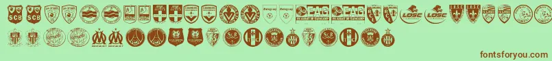 Fonte Ligue 1 – fontes marrons em um fundo verde