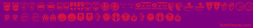 Ligue 1-Schriftart – Rote Schriften auf violettem Hintergrund