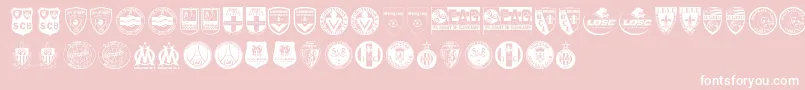 Ligue 1-Schriftart – Weiße Schriften auf rosa Hintergrund