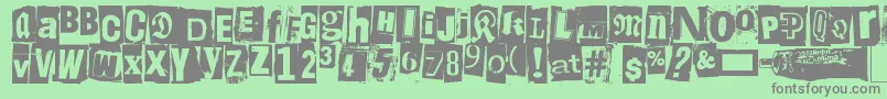 Liima, paperi, sakset2フォントについての詳細 フォントLiima, paperi, sakset2 – 緑の背景に灰色の文字