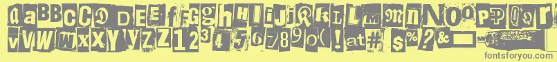 Fonte Liima, paperi, sakset2 – fontes cinzas em um fundo amarelo