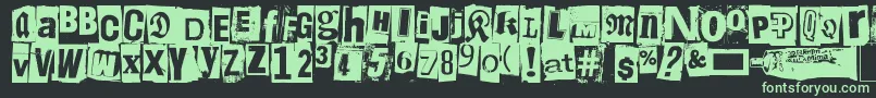 フォントLiima, paperi, sakset2 – 黒い背景に緑の文字