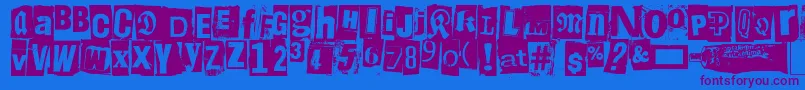 Liima, paperi, sakset2-Schriftart – Violette Schriften auf blauem Hintergrund