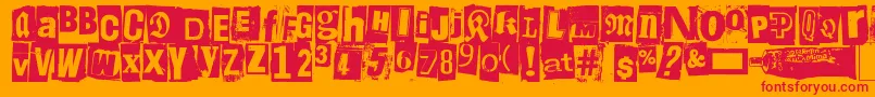 フォントLiima, paperi, sakset2 – オレンジの背景に赤い文字