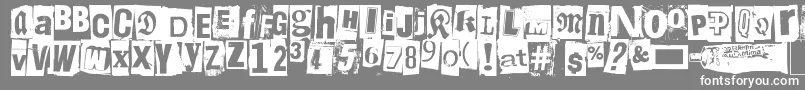 フォントLiima, paperi, sakset2 – 灰色の背景に白い文字