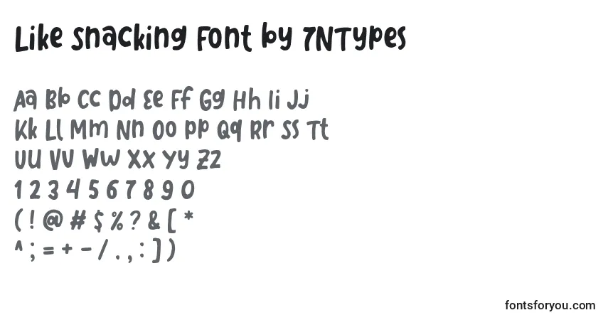 A fonte Like Snacking Font by 7NTypes – alfabeto, números, caracteres especiais