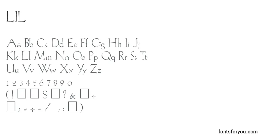 A fonte LIL      (132613) – alfabeto, números, caracteres especiais