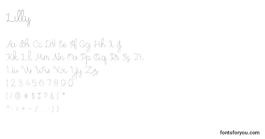 Шрифт Lilly – алфавит, цифры, специальные символы