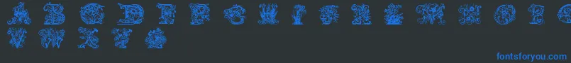 Lime Blossom Caps Font – Blue Fonts on Black Background