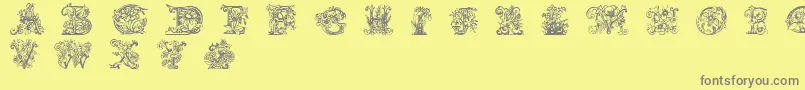Шрифт Lime Blossom Caps – серые шрифты на жёлтом фоне