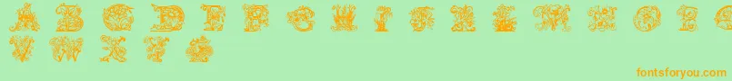 Lime Blossom Caps Font – Orange Fonts on Green Background
