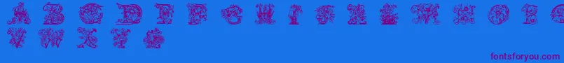 Lime Blossom Caps Font – Purple Fonts on Blue Background