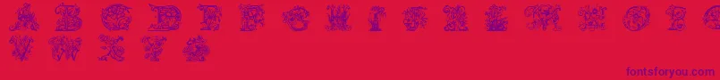 Lime Blossom Caps Font – Purple Fonts on Red Background