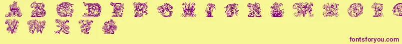 Lime Blossom Caps Font – Purple Fonts on Yellow Background