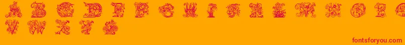 Lime Blossom Caps-Schriftart – Rote Schriften auf orangefarbenem Hintergrund