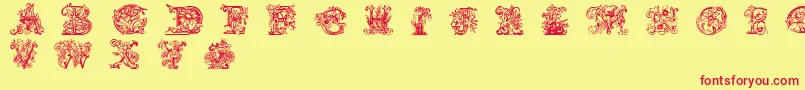 Lime Blossom Caps Font – Red Fonts on Yellow Background