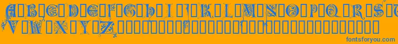 LimeGloryCaps-Schriftart – Blaue Schriften auf orangefarbenem Hintergrund