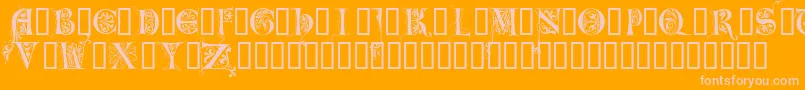 LimeGloryCaps-fontti – vaaleanpunaiset fontit oranssilla taustalla
