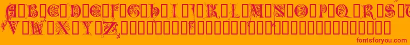 LimeGloryCaps-Schriftart – Rote Schriften auf orangefarbenem Hintergrund
