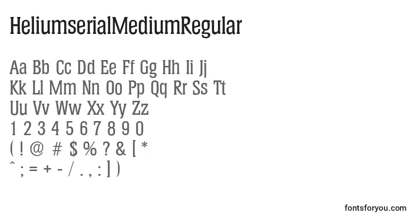Fuente HeliumserialMediumRegular - alfabeto, números, caracteres especiales