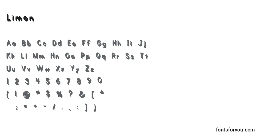 Czcionka Limon – alfabet, cyfry, specjalne znaki