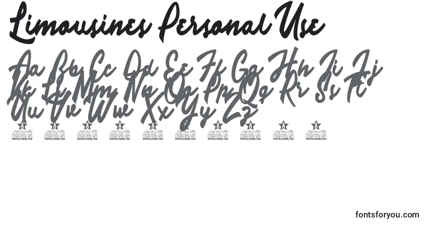 A fonte Limousines Personal Use – alfabeto, números, caracteres especiais