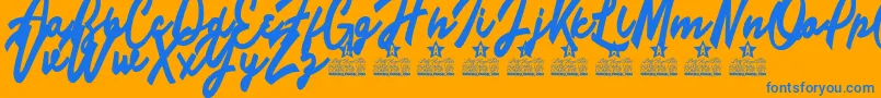 Limousines Personal Use Font – Blue Fonts on Orange Background