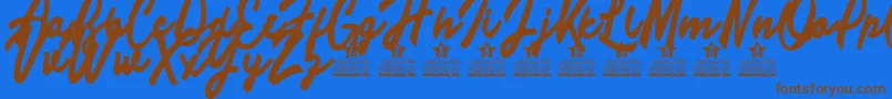 Limousines Personal Use Font – Brown Fonts on Blue Background
