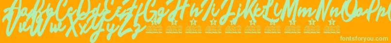 Limousines Personal Use Font – Green Fonts on Orange Background