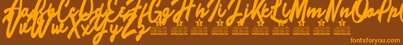 Limousines Personal Use Font – Orange Fonts on Brown Background