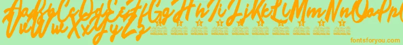 Limousines Personal Use Font – Orange Fonts on Green Background