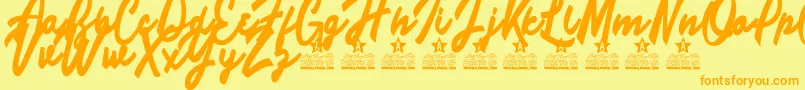 Limousines Personal Use Font – Orange Fonts on Yellow Background