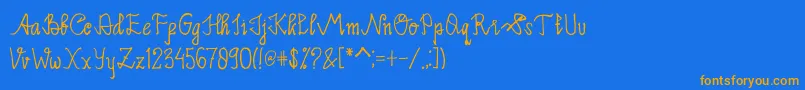 Limpoke Font-Schriftart – Orangefarbene Schriften auf blauem Hintergrund