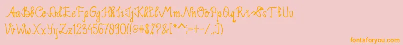 フォントLimpoke Font – オレンジの文字がピンクの背景にあります。
