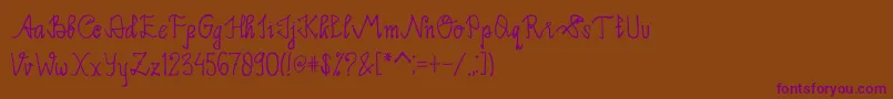フォントLimpoke Font – 紫色のフォント、茶色の背景