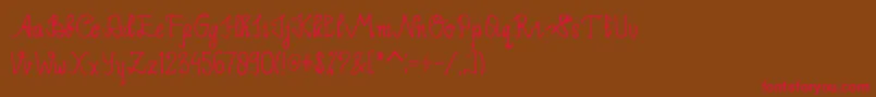 Limpoke Font-fontti – punaiset fontit ruskealla taustalla