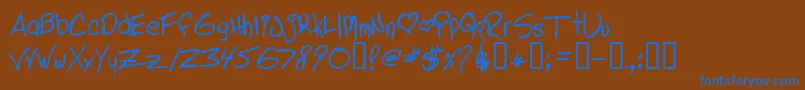 LINDL   -Schriftart – Blaue Schriften auf braunem Hintergrund