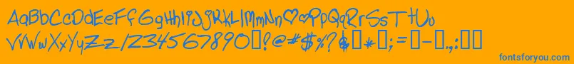 LINDL   -Schriftart – Blaue Schriften auf orangefarbenem Hintergrund