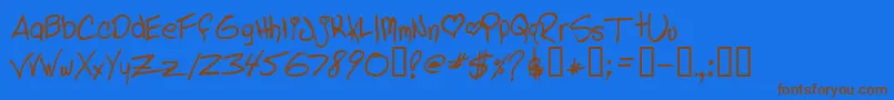 LINDL   -Schriftart – Braune Schriften auf blauem Hintergrund