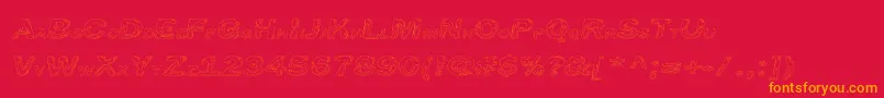 Line Etch-Schriftart – Orangefarbene Schriften auf rotem Hintergrund